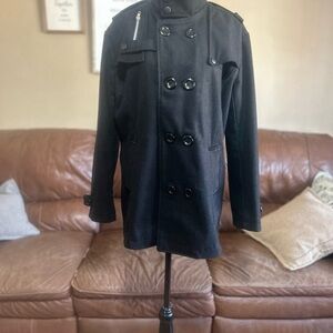Vska Black Double-Breasted wool Coat. 90 y2k